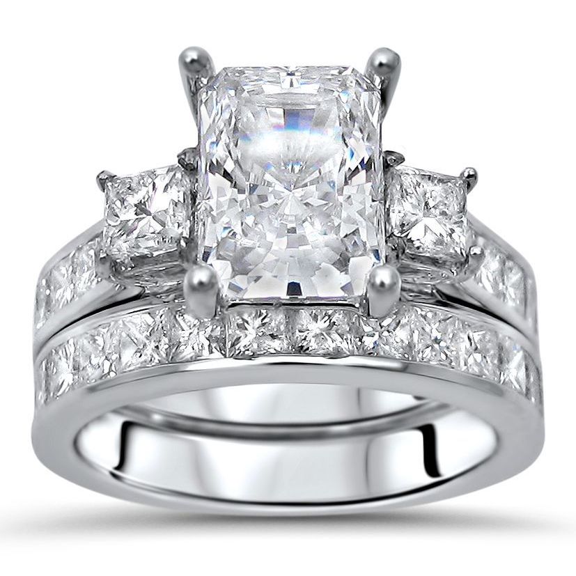 Yaffie 18K White Gold Moissanite and Diamond Engagement Ring Duo, Totaling 1.6ct Weight