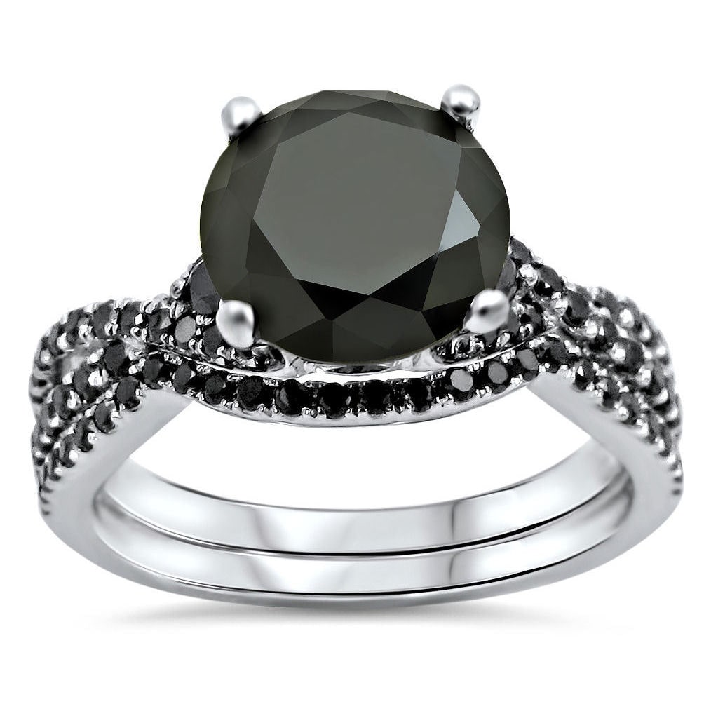 Black Diamond Bridal Set- Customised by Yaffie™ with 2.6ct White Gold Sparkle