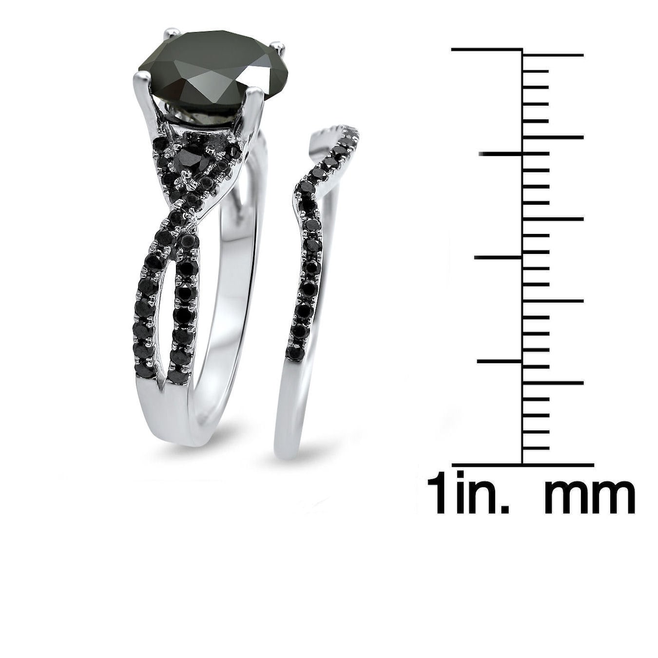 Black Diamond Bridal Set- Customised by Yaffie™ with 2.6ct White Gold Sparkle