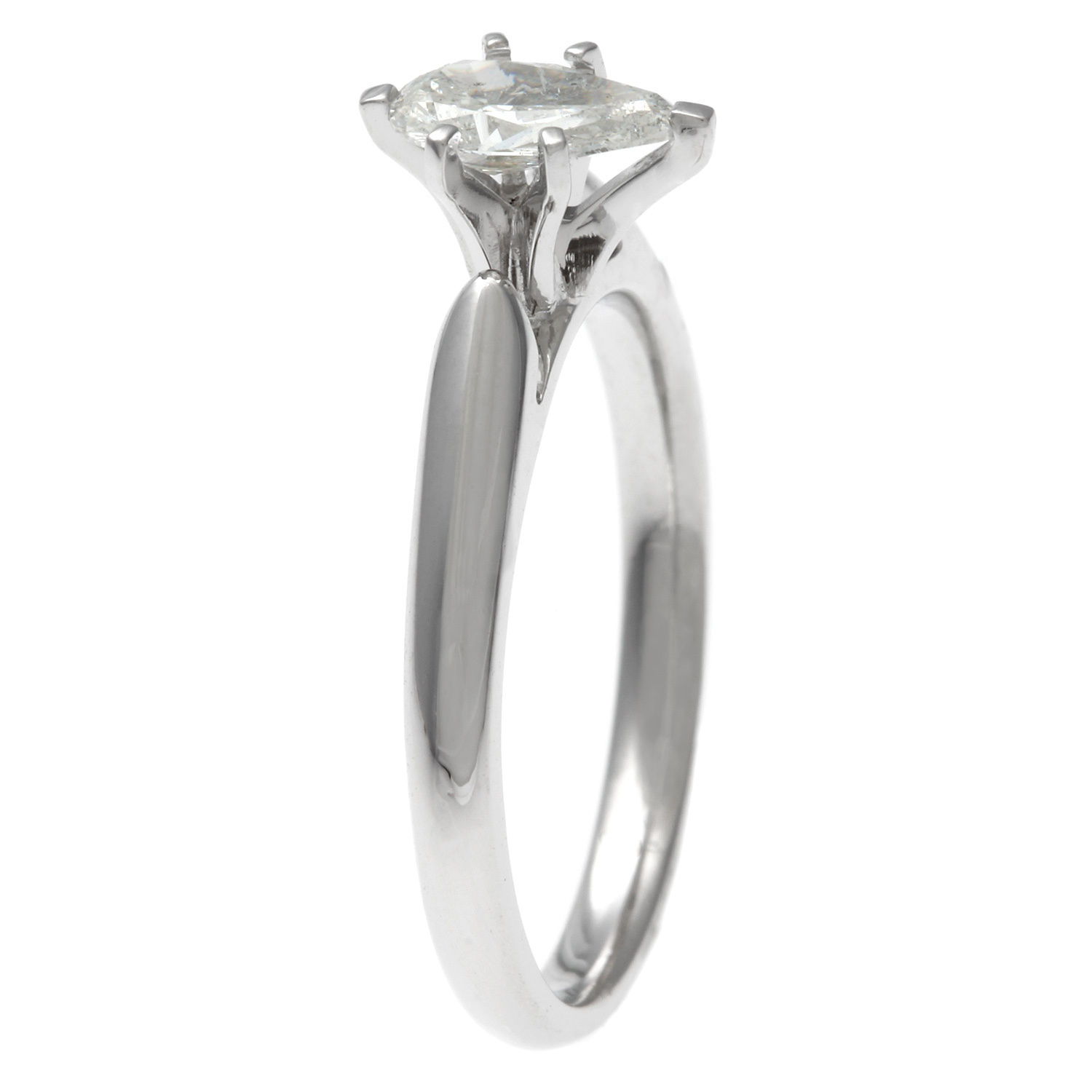 IGL Certified 6-Prong Pear Cut Diamond Solitaire Ring - Yaffie White Gold 1/2ct TDW
