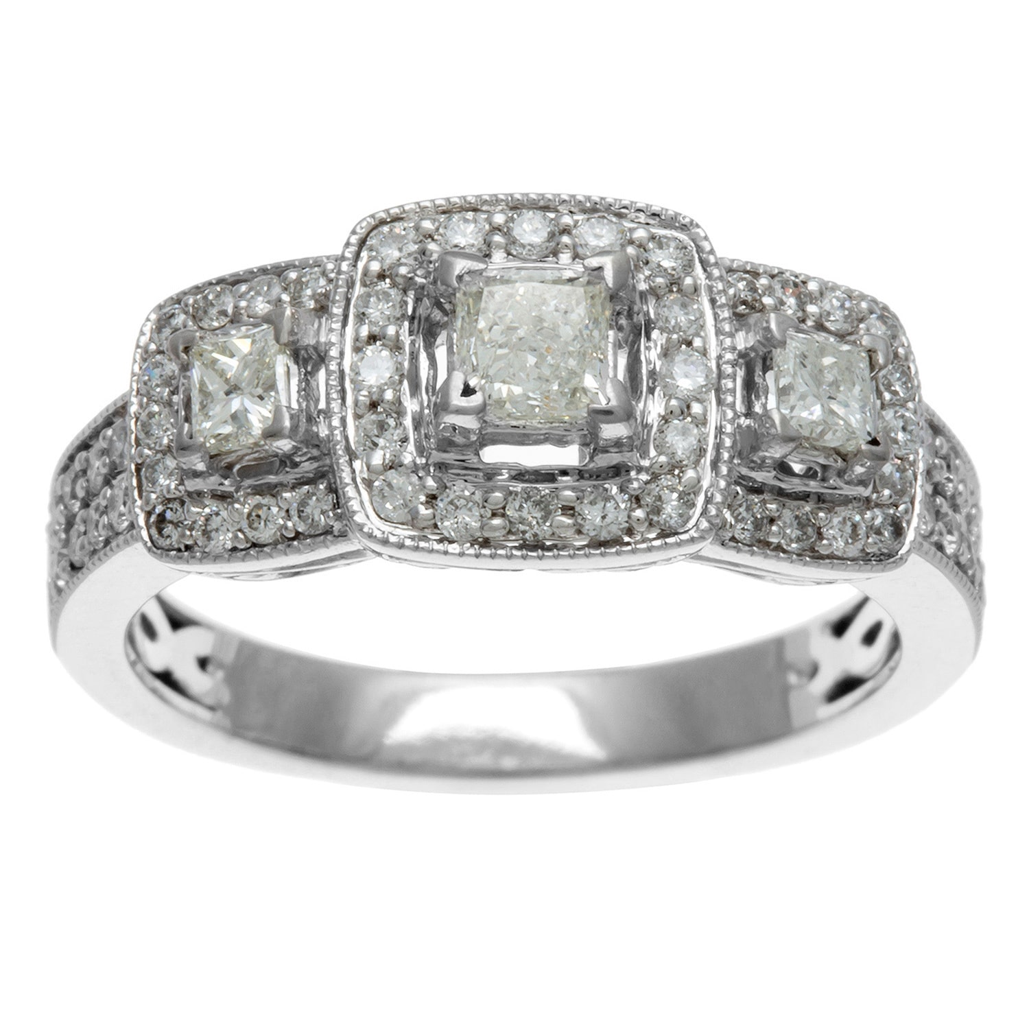 Certified IGL Yaffie 3-Stone Princess Cut Diamond Engagement Ring with 1ct TDW in White Gold