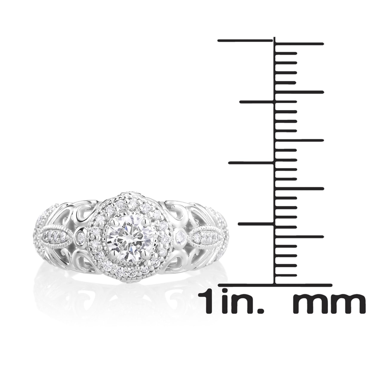 Vintage-inspired Diamond Engagement Ring in White Gold with 3/4ct TDW from Yaffie