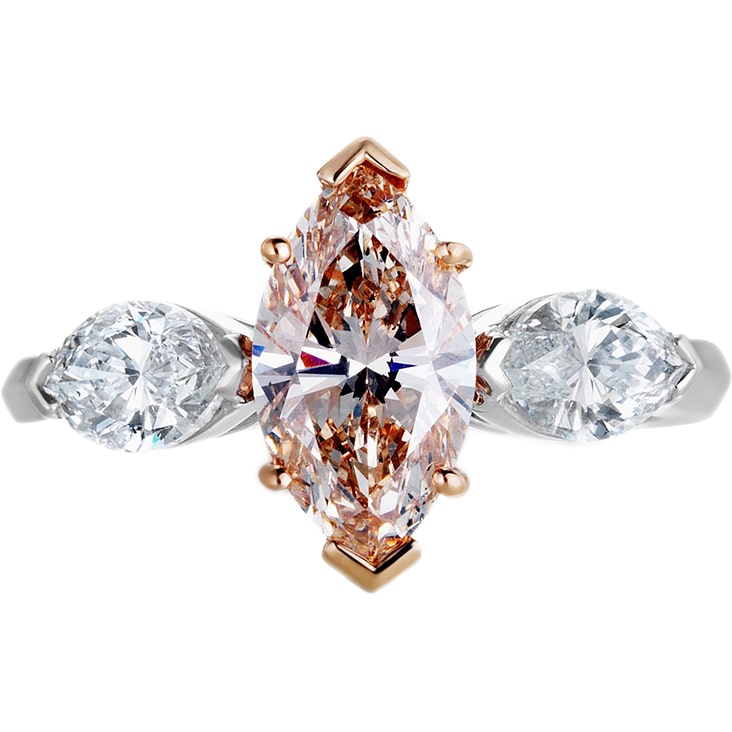 Platinum Yaffie Ring with GIA-Certified Yellow-Brown and White Diamonds for Engagements (2 3/5ct)