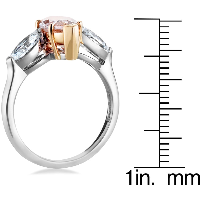 Platinum Yaffie Ring with GIA-Certified Yellow-Brown and White Diamonds for Engagements (2 3/5ct)