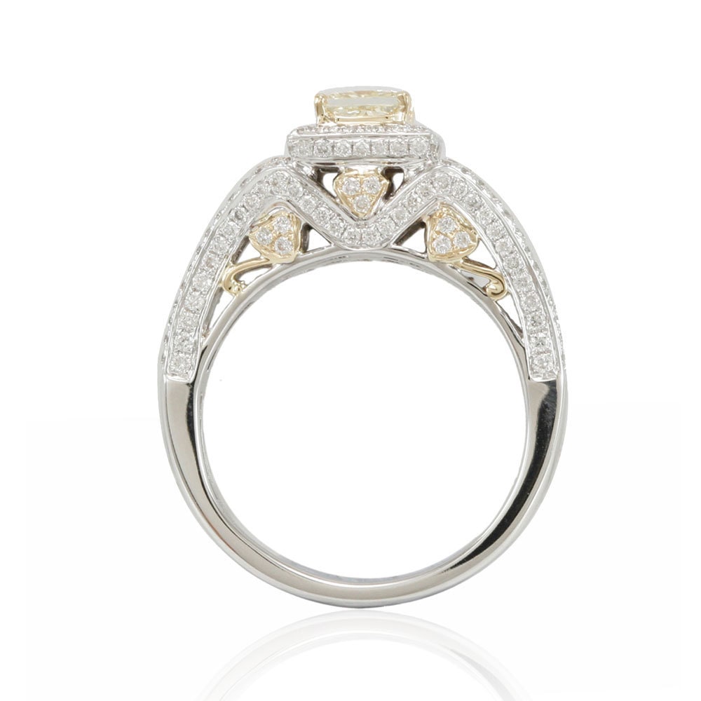 Stylish Two-Tone Gold Ring Embellished with Gorgeous Yellow Diamond by Yaffie