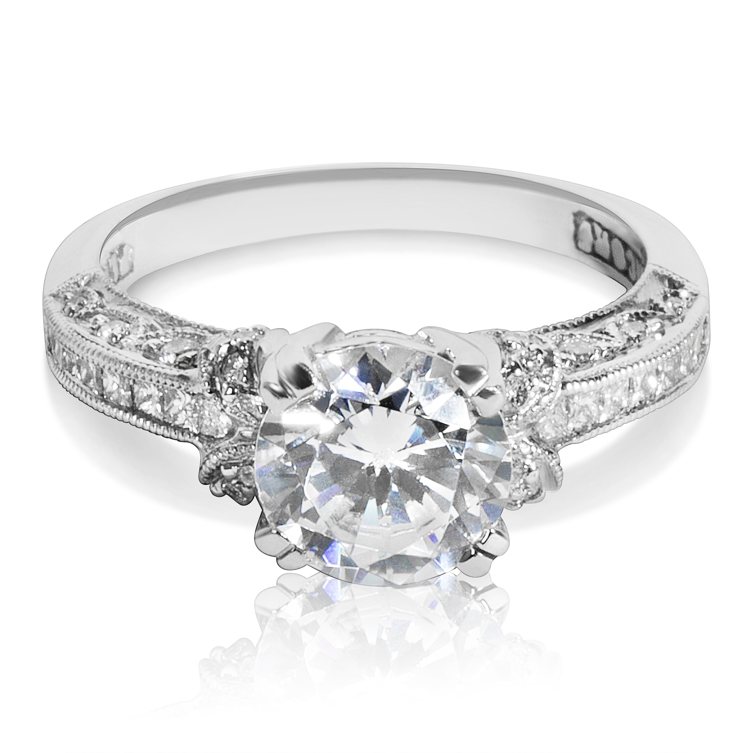 Yaffie Tacori Platinum CZ &amp; Diamond Semi-mount Bridal Ring (1/3ct TDW)