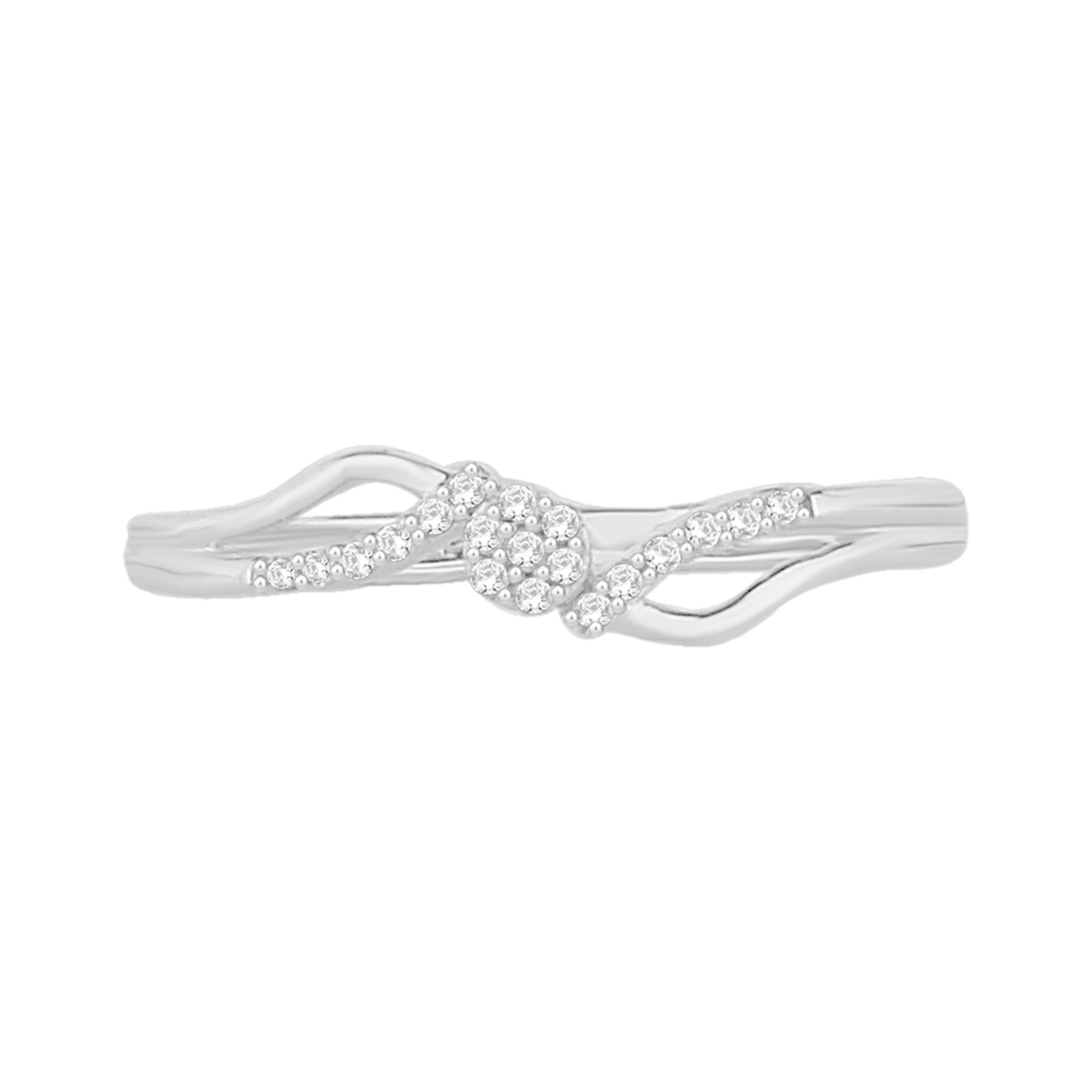 Yaffie 1/10ct TDW Diamond Cluster Bypass Promise Ring in White Gold