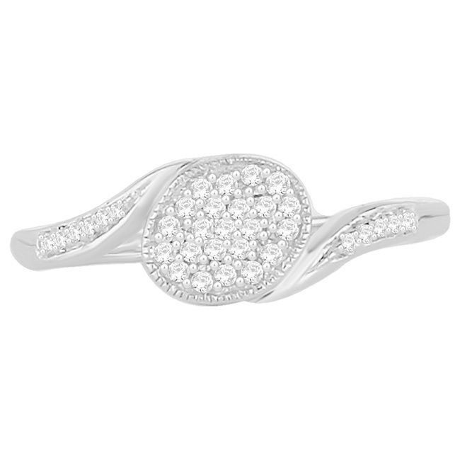 Sparkling Yaffie White Gold Bypass Ring with 1/8ct TDW Diamond Cluster