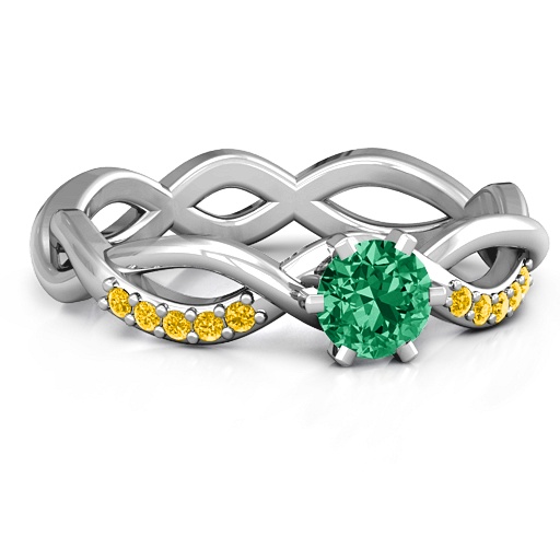 Customised Round Stone Ring with Braided Shank and Weaved Accents - Personalised by Yaffie ™
