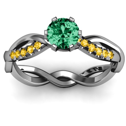 Customised Round Stone Ring with Braided Shank and Weaved Accents - Personalised by Yaffie ™