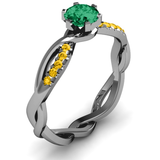 Customised Round Stone Ring with Braided Shank and Weaved Accents - Personalised by Yaffie ™