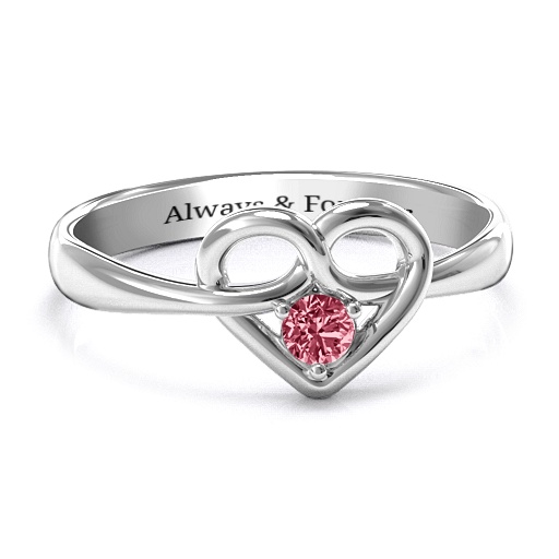 Yaffie ™ Custom Made Personalised Heart Infinity Ring with Forget Me Knot Design