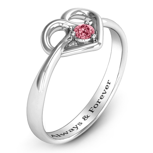 Yaffie ™ Custom Made Personalised Heart Infinity Ring with Forget Me Knot Design