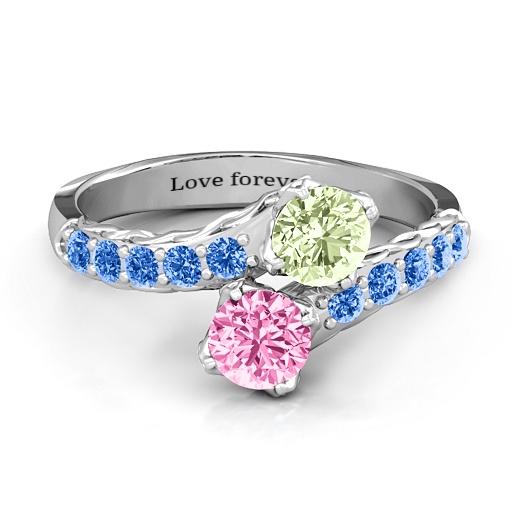 Yaffie ™ Custom Made Personalised Two Stone Infinity Ring with Intricate Design