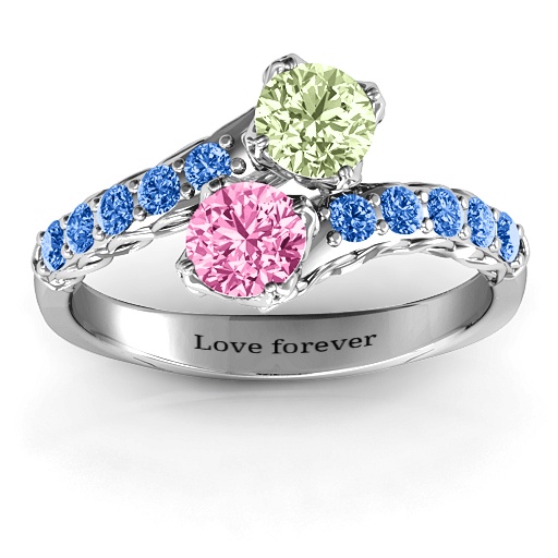 Yaffie ™ Custom Made Personalised Two Stone Infinity Ring with Intricate Design