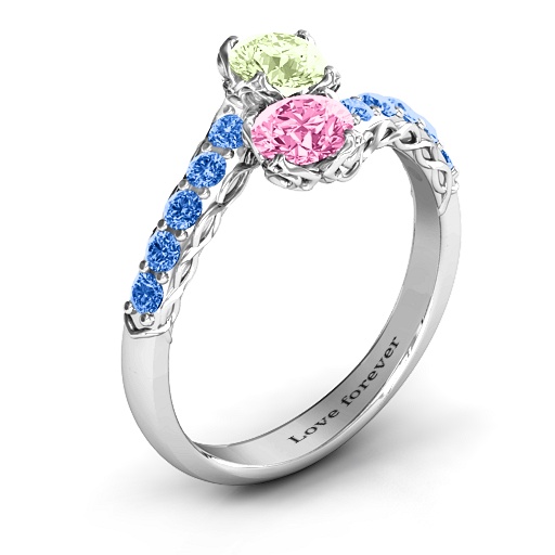Yaffie ™ Custom Made Personalised Two Stone Infinity Ring with Intricate Design