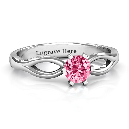 Yaffie ™ Custom Made Personalised Round Solitaire Figure 8 Shank Ring