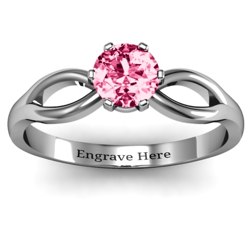 Yaffie ™ Custom Made Personalised Round Solitaire Figure 8 Shank Ring