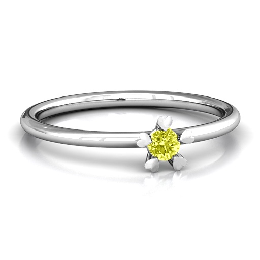 Yaffie ™ Custom Made Personalised Stackr Ring with Hugging Heart Stone