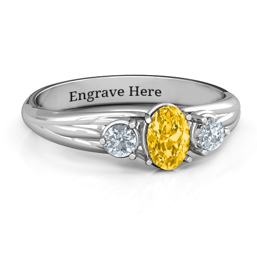 Yaffie ™ Custom Made Personalised Three Stone Oval Centre Ring