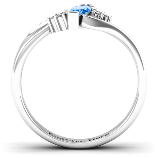 Yaffie ™ Customised Twisted Marquise Ring with Shoulder Accents - Personalised for You