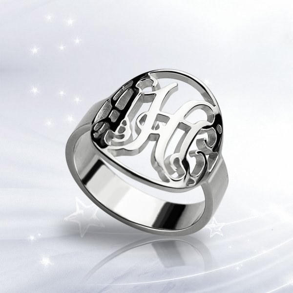 Yaffie ™ Custom Made Personalised Monogram Initial Ring with Cut Out Design