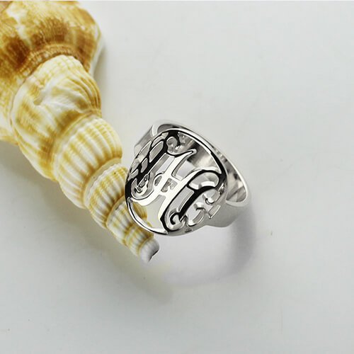 Yaffie ™ Custom Made Personalised Monogram Initial Ring with Cut Out Design